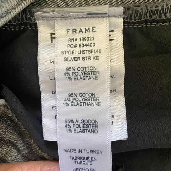 Frame Le High Straight Leg Jeans Silver Strike Split Hem Frayed Denim Sz 30 - Picture 13 of 13